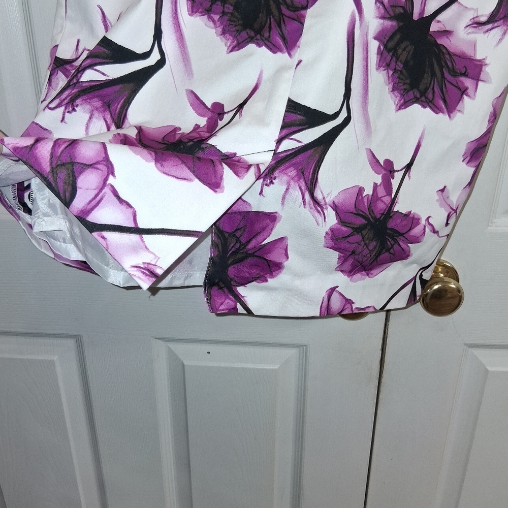 Worthington Purple and White Floral Y2K Sleeveless Women's Sheath Dress Size 8 - Picture 8 of 11